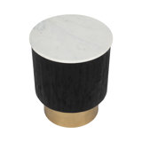 20" Gold Pedestal Accent Table Marble Top, White/Black