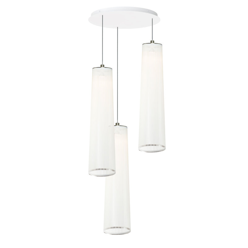 Lustre 3 lumières Solis, Blanc, H 80 po x l 30 po x P 30 po