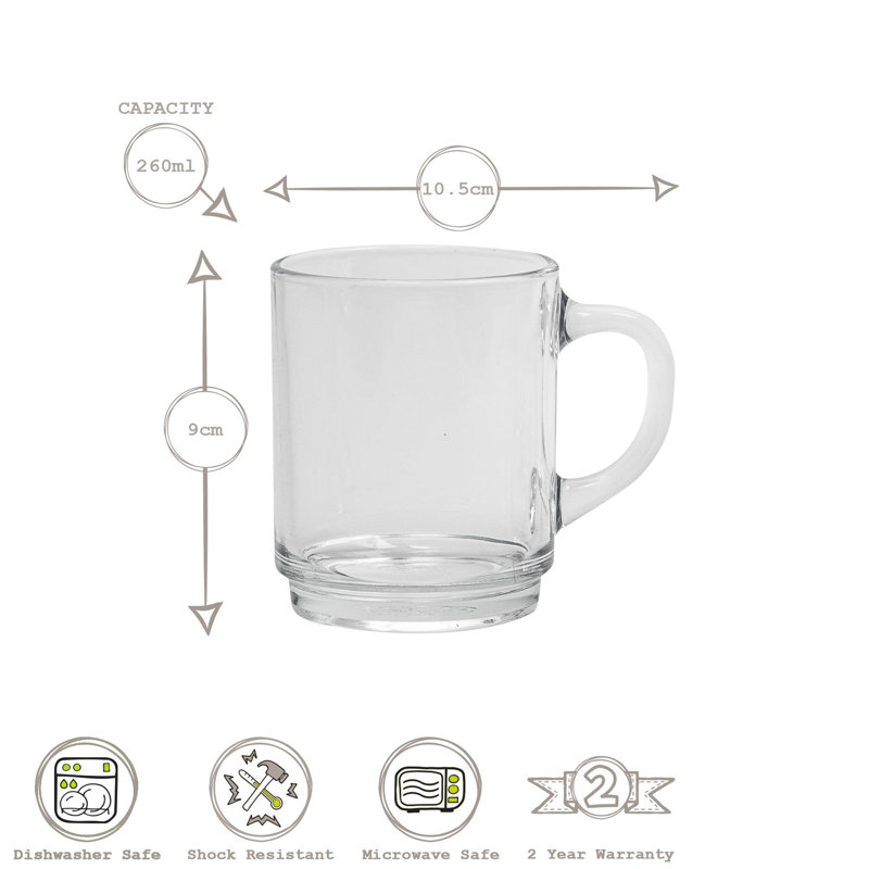 Duralex Versailles Glass Coffee Mugs - 260ml - Marine, Purple