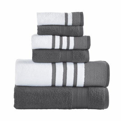 UltraSoft Quick-Dry Towel Set: 6-Piece Collection with Bath, Hand, and Washcloths in Contrast Coal