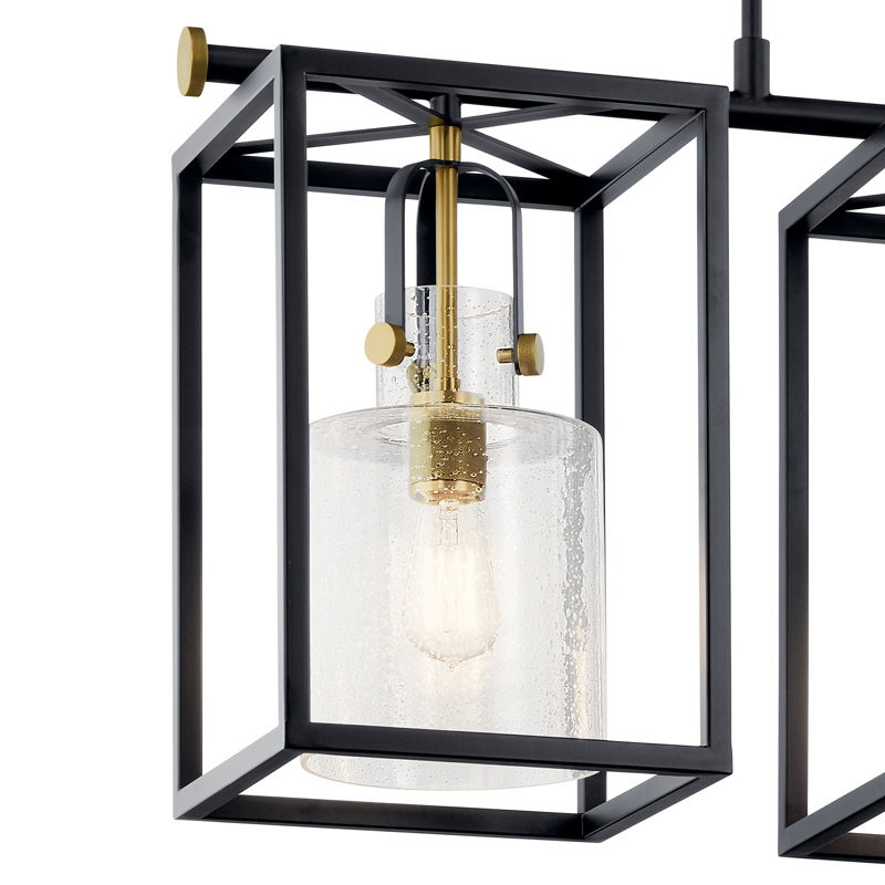 3 - Light Kitchen Island Pendant, Natural Brass
