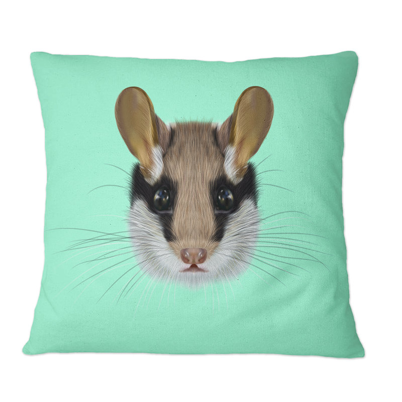 Portrait of Garden Dormouse - Coussin décoratif à imprimé traditionnel, 18 po x 18 po