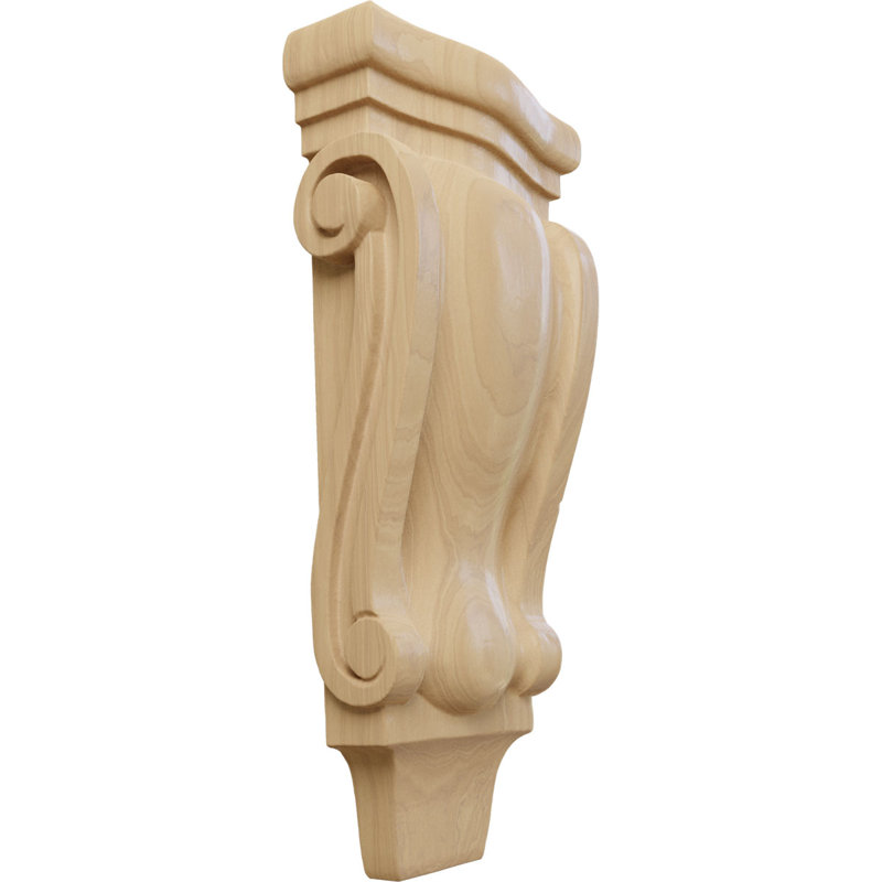 Petit corbeau en bois de pilastre traditionnel l 4 3/4 po x P 1 3/4 po x H 10 po (paquet de 6), Cerisier