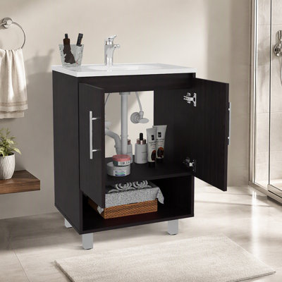 Meuble-lavabo Conrad Kronos Wengue, noir, pour salle de bain