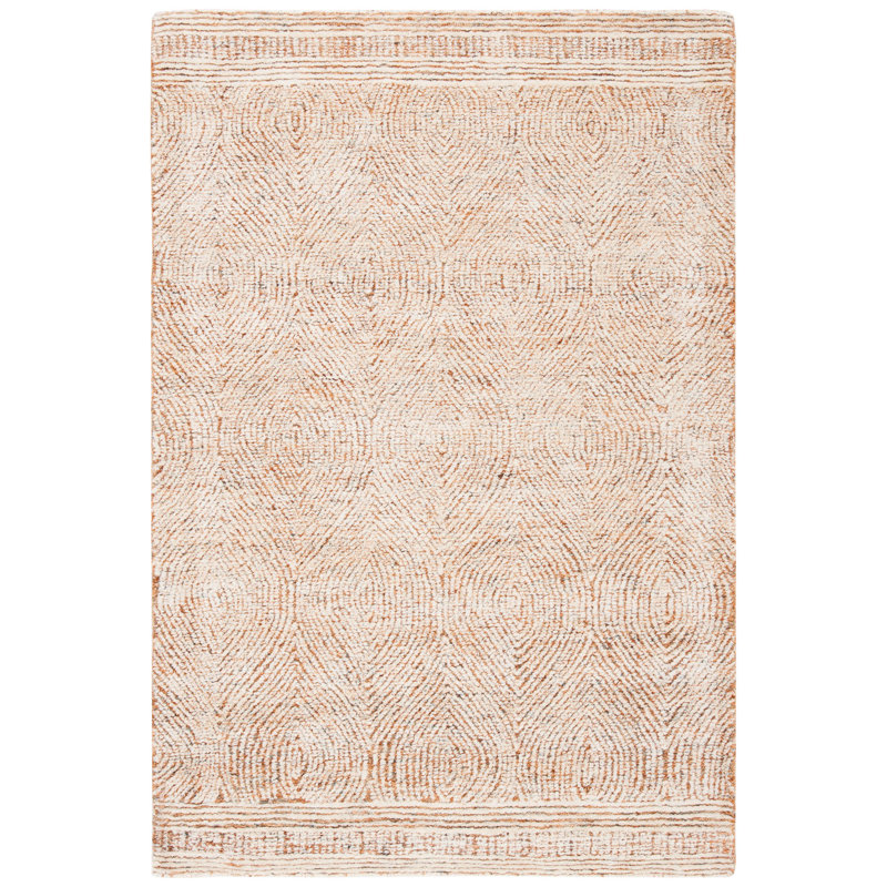 Tapis en laine touffeté à la main Cole, Rectangulaire 3 pi x 5 pi, Ivory/Rust
