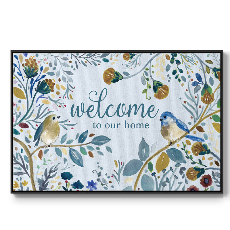 Welcome to our home, reproduction d'art sur toile, H 25 po x l 37 po x P 2 po, Noir