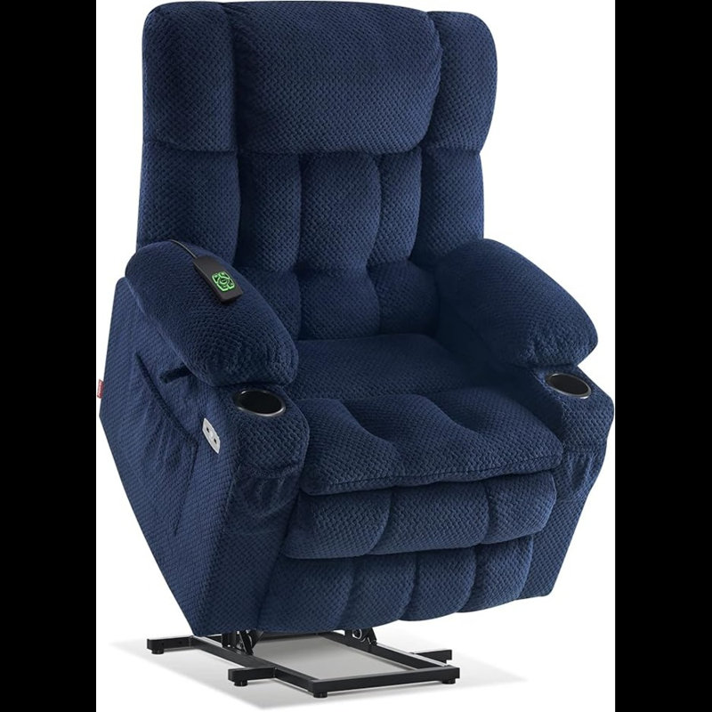 Dual Motor Power Lift Recliner Chair With Massage And Heat For Elderly People, Infinite Position, USB Ports, Cup Holders, Fabric 7890 (Medium-Regular)