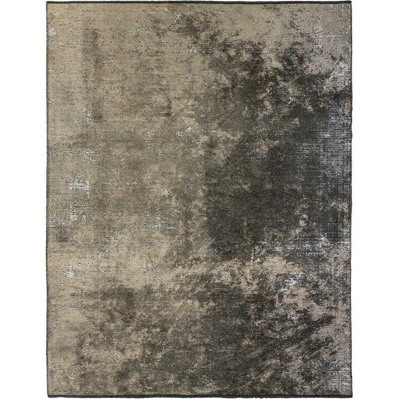 Abstract Area Rug in Gray/Tan, Rectangle 7'10" x 9'10"