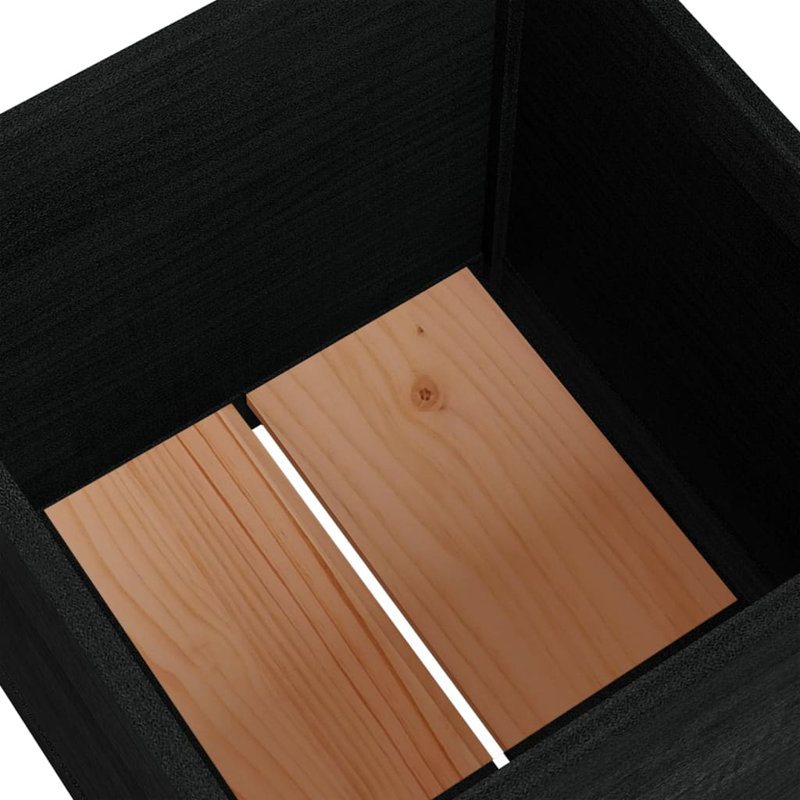 Boîte à fleurs en bois pour l'extérieur, H 19,7 po x l 19,7 po x P 19,7 po, Noir, 2