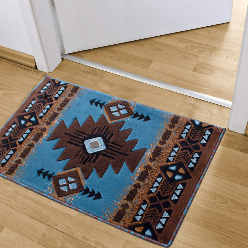 Allport Geometric Indoor Doormat, Light Blue