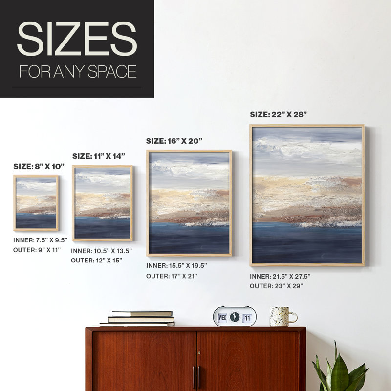 «Tidal Seafoam Horizon II», reproduction encadrée - bois massif, Naturel, H 21 po x l 17 po
