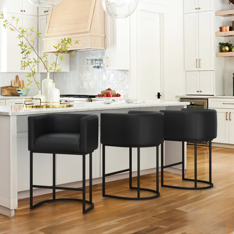 27" H Counter Height Bar Stools Set Of 2, Black