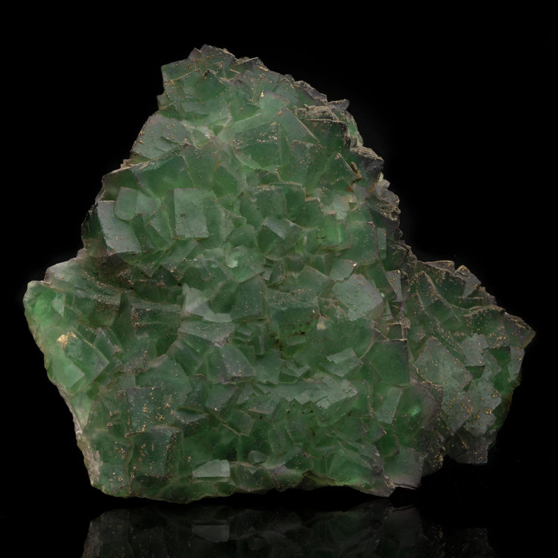 Zonage vert et mauve Fluorite avec pyrite et chalcopyrite