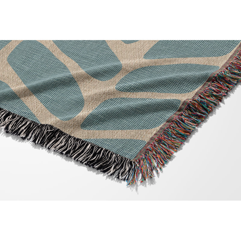 Jeté 100% coton Freda Weave, Jeté 52 po x 37 po, Bleu/beige