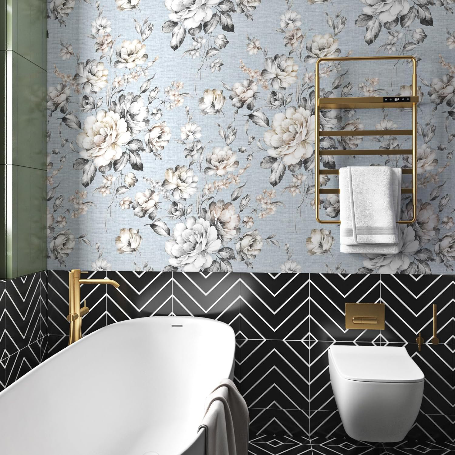 Lark Manor™ Blue Floral Peel And Stick Wallpaper - 17.5In X 23Ft Self ...