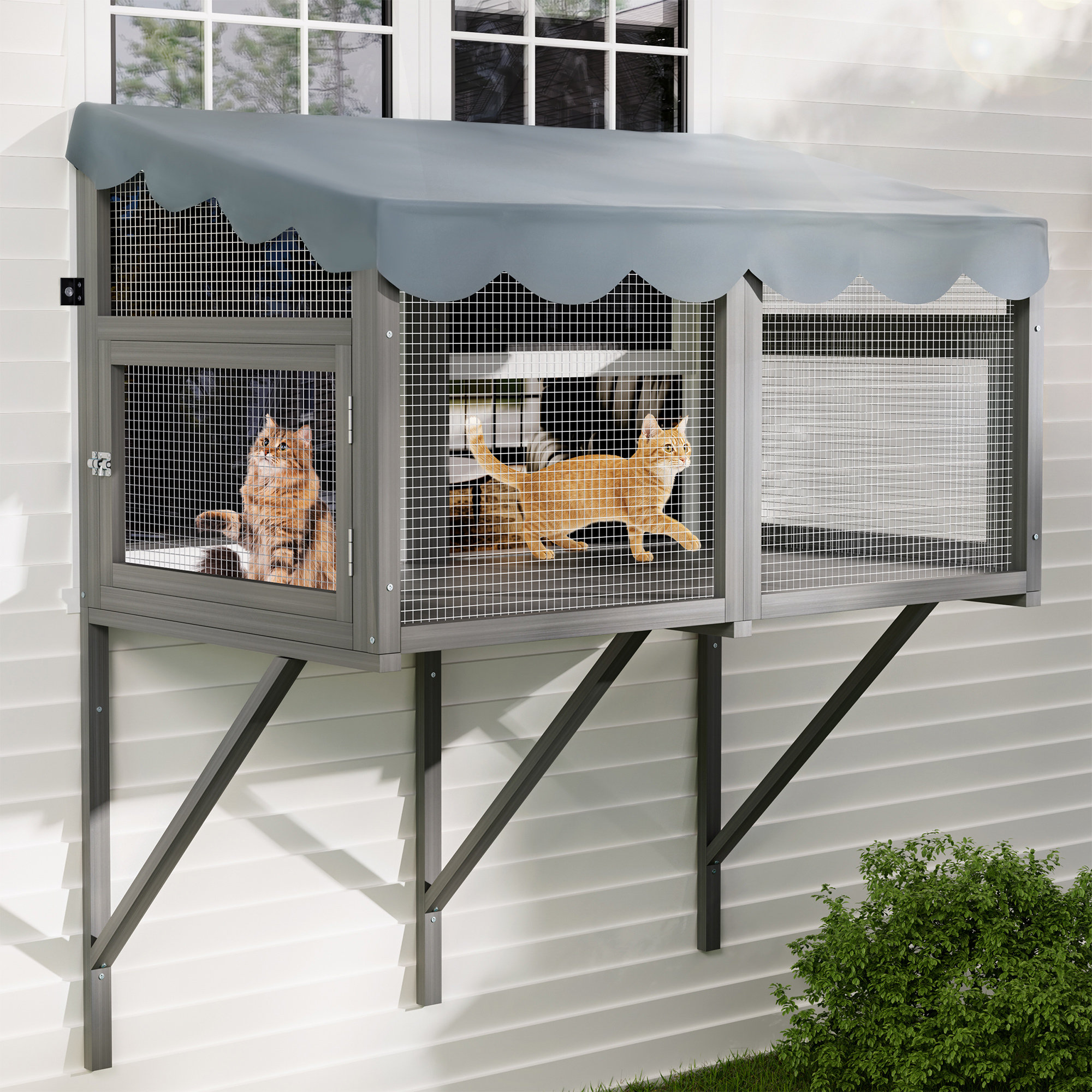 View of Ophelia & Co. Cat House Catio Kitty Enclosure With Super Large Enter ...