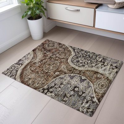Premium Machine Washable Jamestown AMF1078 Swirl Rug