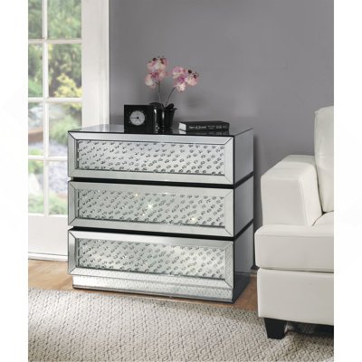 Console avec miroir et faux cristaux (assemblé)