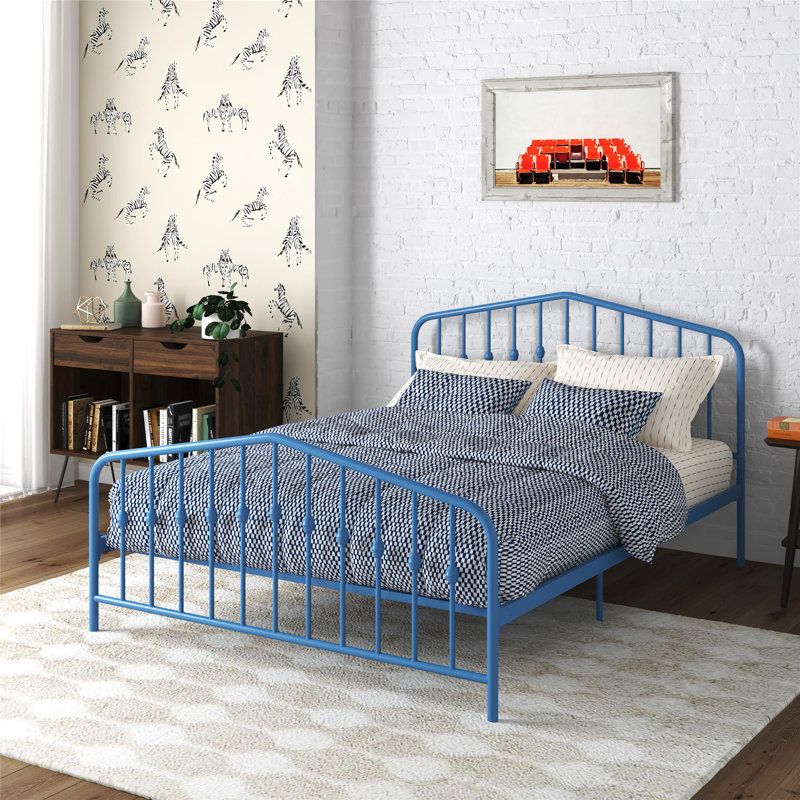 Bushwick Metal Platform Bed, Queen, Sea Blue