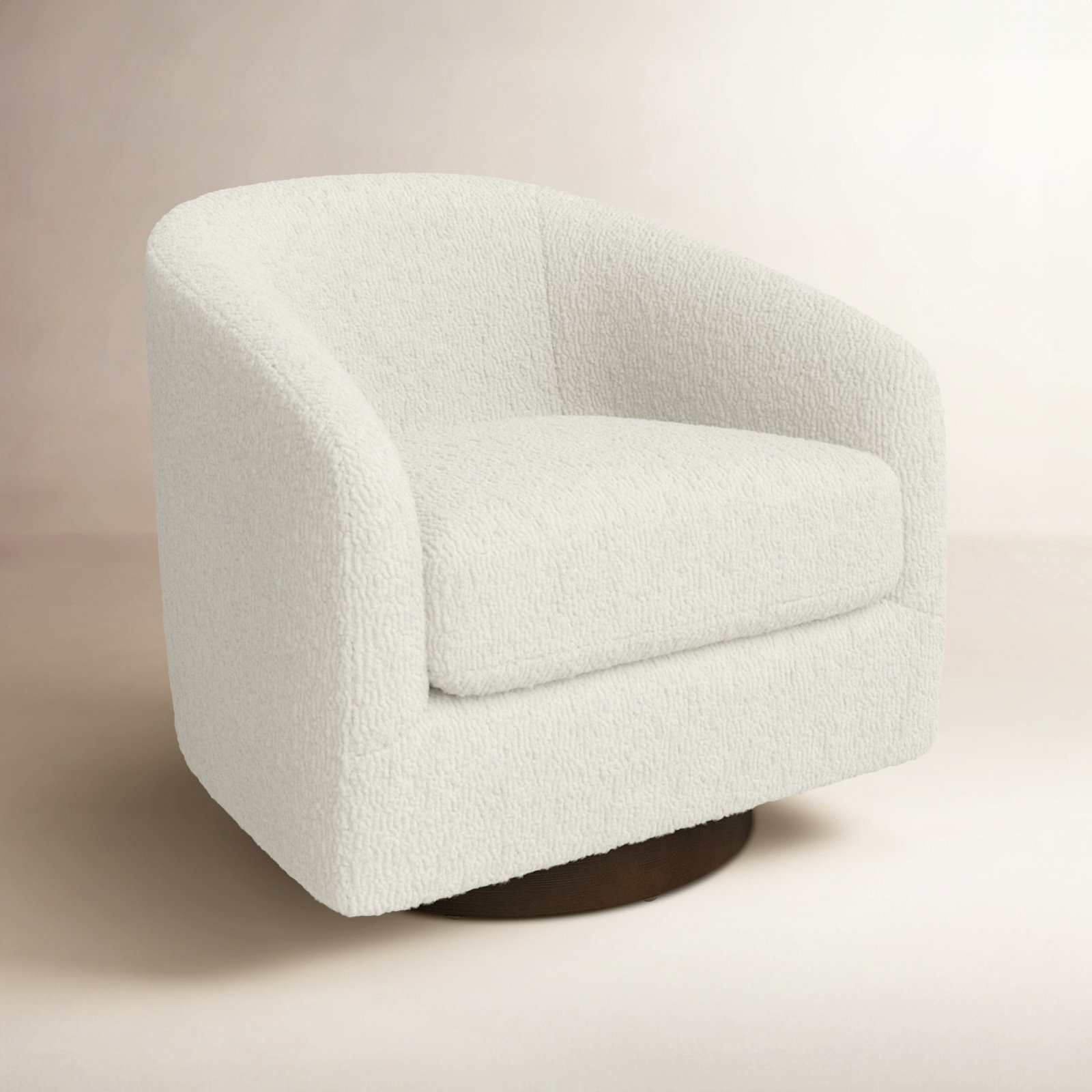 Bennett Upholstered Swivel Barrel Chair, White