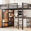 Structure de lit mezzanine Adonia avec garde-robe intégrée, bureau et tablettes de rangement pour une efficacité accrue-453517228