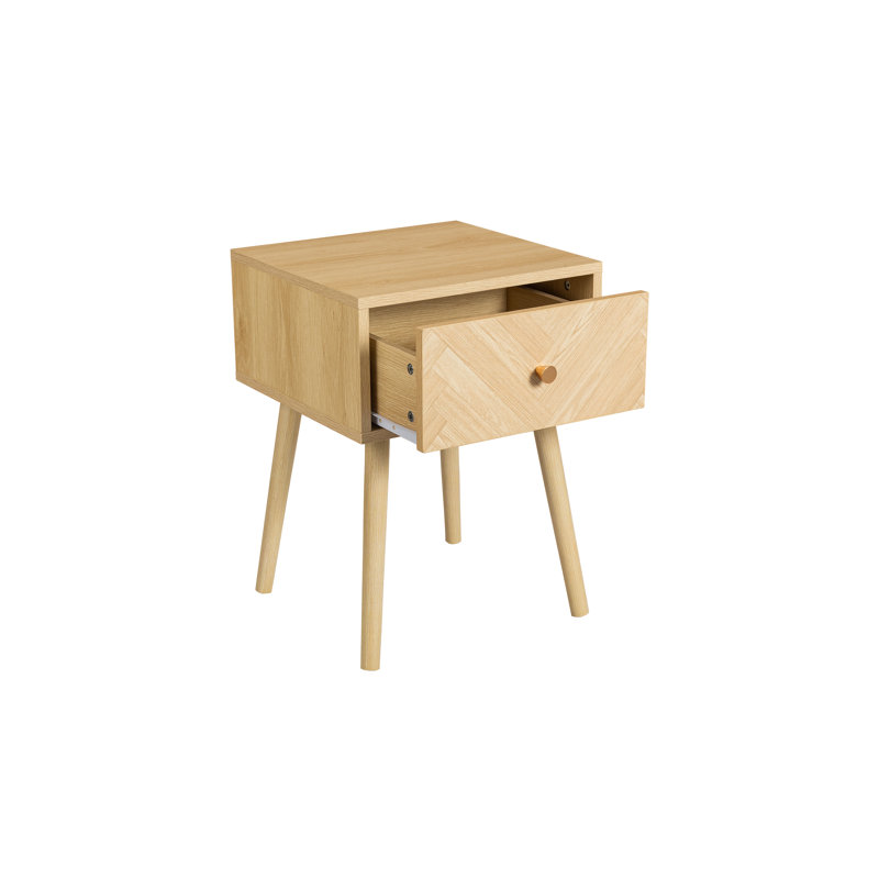 Mardell 40cm W Particle Board Bedside Table, Oak