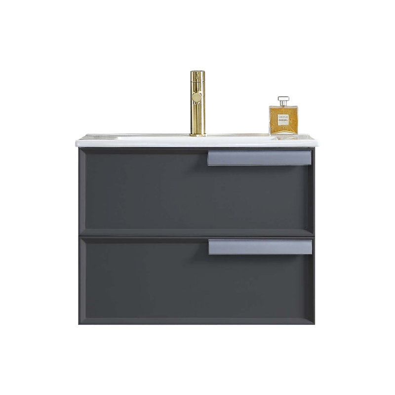 Meuble-lavabo mural simple 24 po avec lavabo, Gris mat