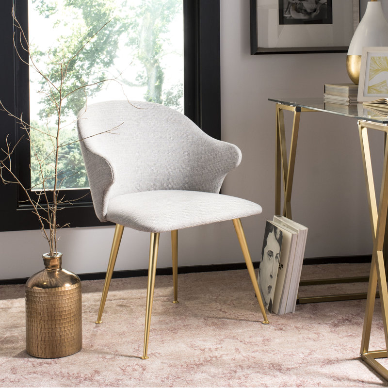 Chaise avec accoudoirs rembourrée Bardot, Gris clair