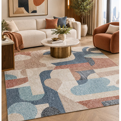 Tapis en laine et viscose moderne fait à la main Calcedonio