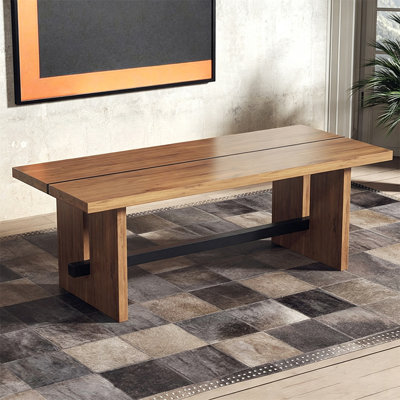 Brown+Black Rectangular Solid Wood+Iron Dining Table