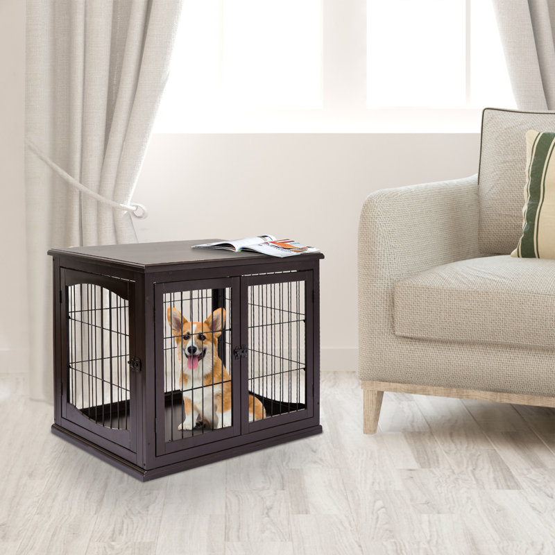 Meuble-cage pour chien, Brun foncé