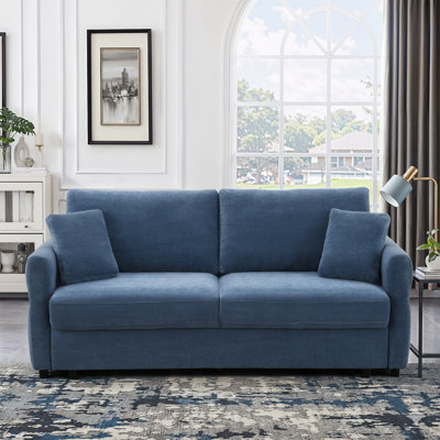 Wellesley Sleeper Sofa, Queen Size Sleeper, Blue Fabric