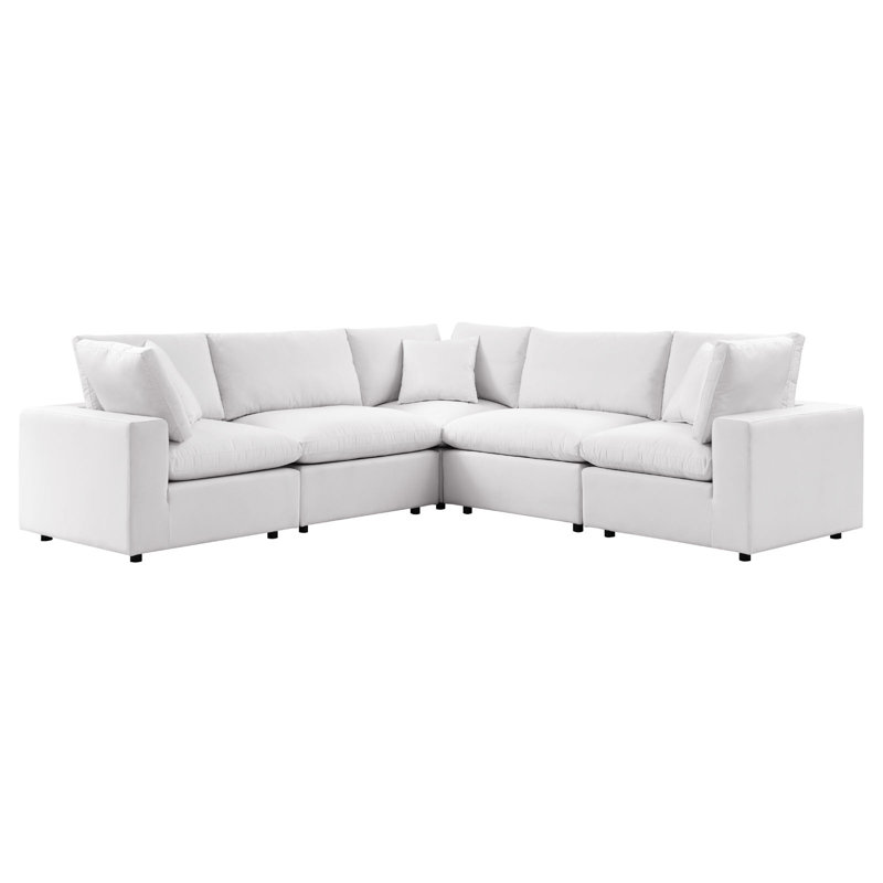 Canapé modulaire d'extérieur 5 pièces Commix par Modway, Blanc