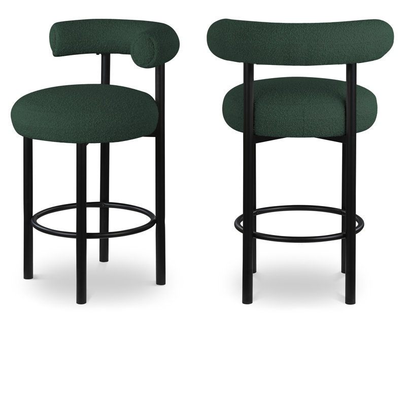 Bordeaux 26.5" Counter Stool, Green Boucle Fabric