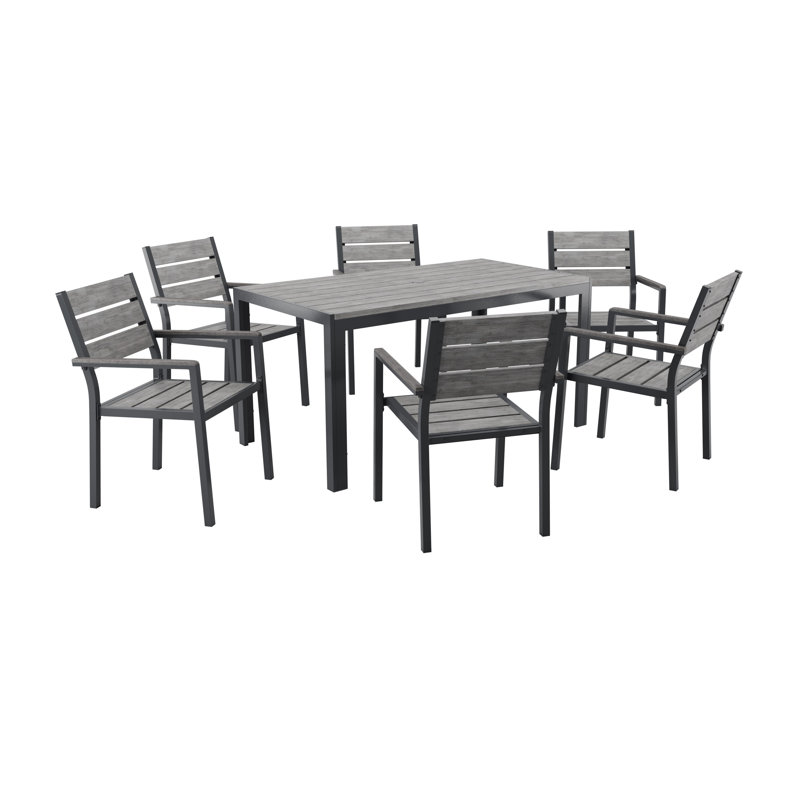 Ensemble de salle à manger rectangulaire pour 6 personnes 59 "avec coussins Ellenton