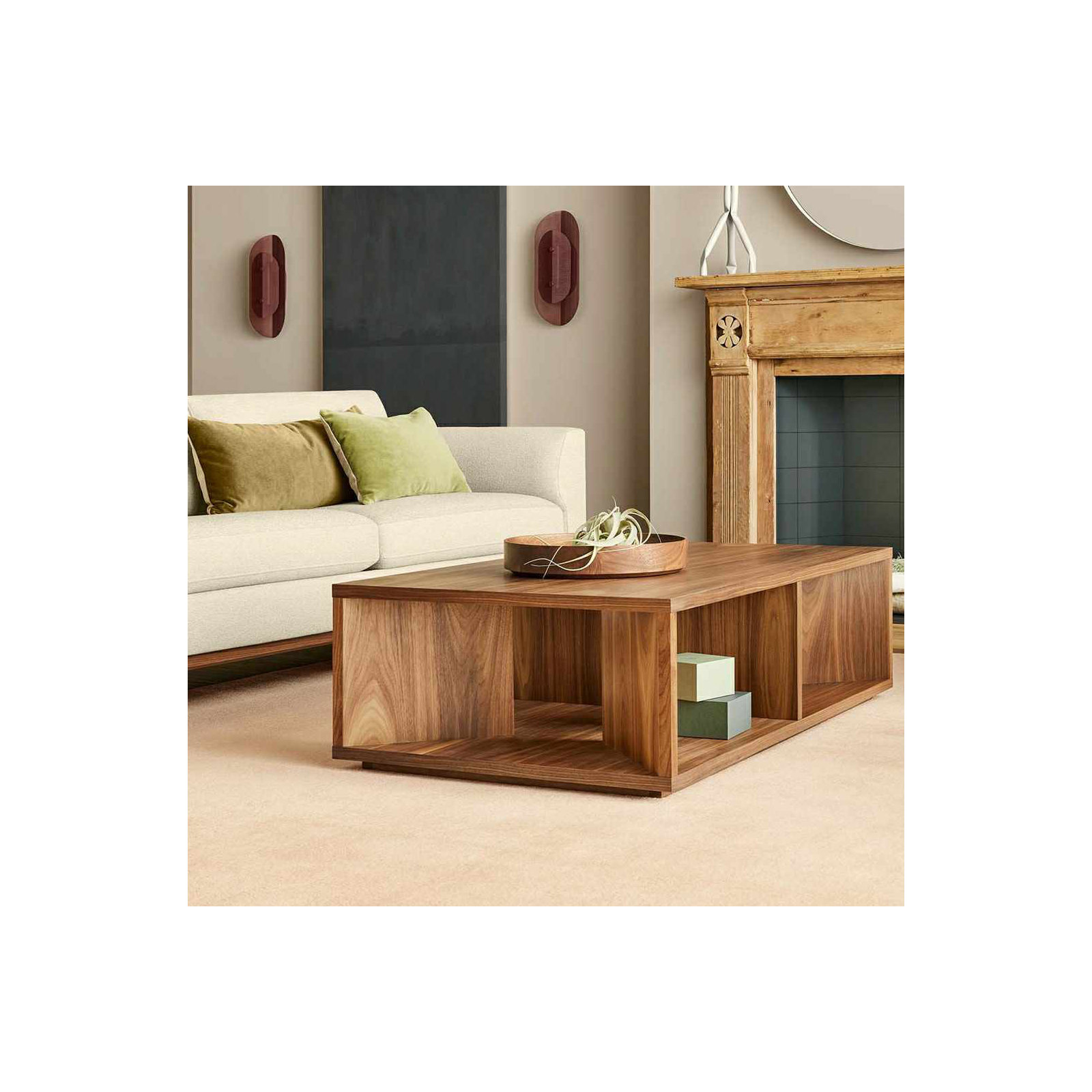 Low Space Solid Wood Single Coffee Table, Walnut