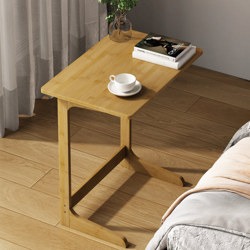 Natural Bamboo C-Shaped TV Tray Table for Sofa and Bed