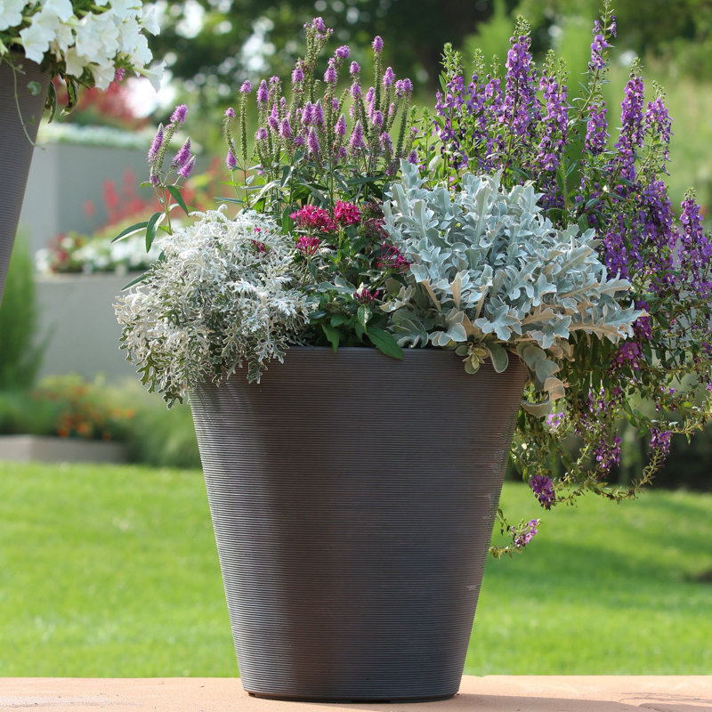 Madison Indoor/Outdoor Modern Round Planter, 26" H x 26" W x 26" D, Caviar Black