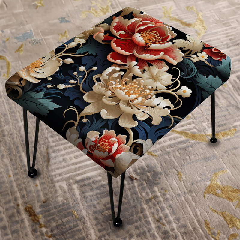 Asian Artistry Floral - Repose-pieds oriental rectangulaire