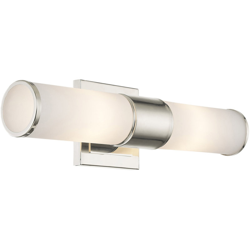 Applique murale en nickel poli avec verre blanc - Luminaire de meuble-lavabo élégant