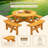 8 Person Wooden Picnic Table, Outdoor Camping Dining Table With Seat, Garden, Diy W/ 4 Built-In Benches, 2220Lb Capacity - Natural