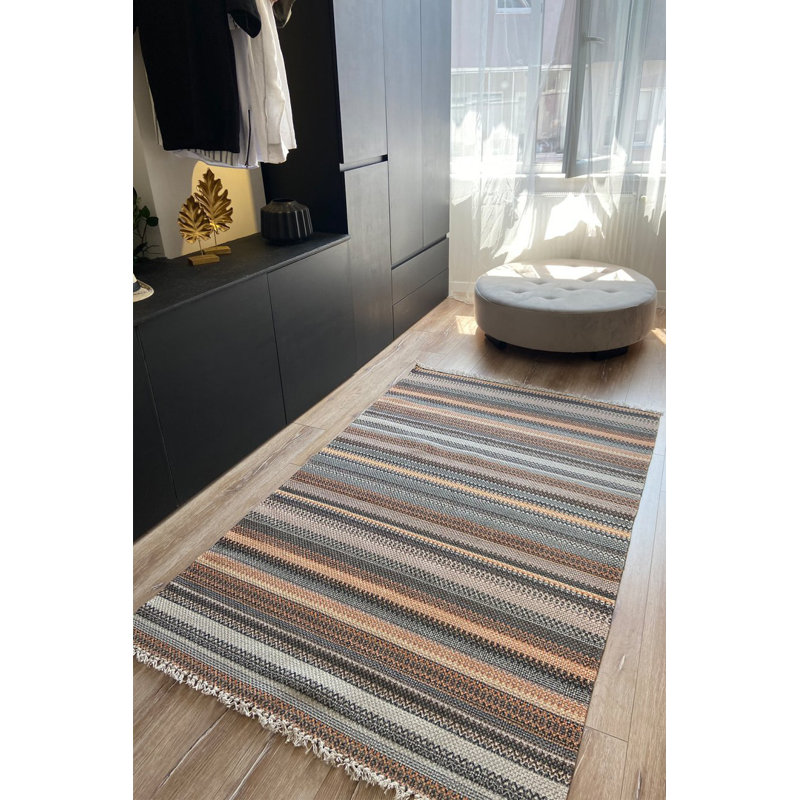 Brown Woven Ethnic Rug, Rectangle 3'11.24" x 5'10.87"