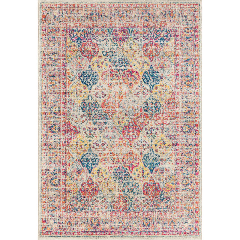 Tapis oriental jaune / bleu / beige, Rectangulaire 9 pi 8 po x 13 pi 2 po