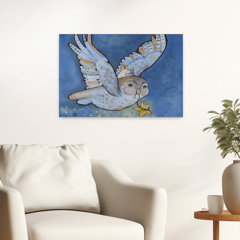 Owl'S Starry Flight Contemporary Bird Owl Animal Forest Wall Art Print, 40.64cm H x 60.96cm W