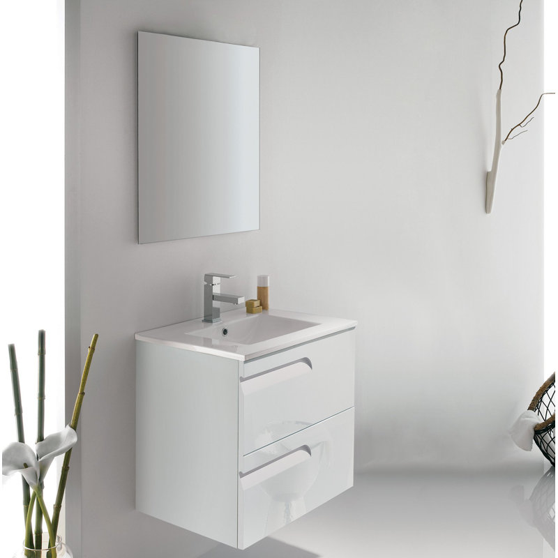 Ensemble de meuble-lavabo de salle de bain simple fixé au mur 24 po Huntsville, Blanc