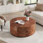 Table basse rotative en bois avec 2 tiroirs, plateau rotatif à 360 °, noyer, 28,4 po