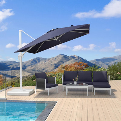 Parasol carré en polyester en porte-à-faux