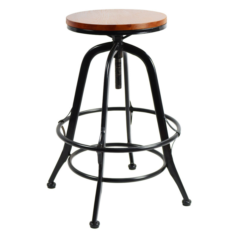 Tabouret de bar à hauteur ajustable en bois massif Kinser