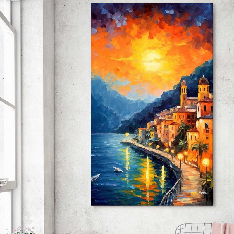 Côte d'Amalfi, Italie au crépuscule V4, H 30 po x l 18 po x P 1 po