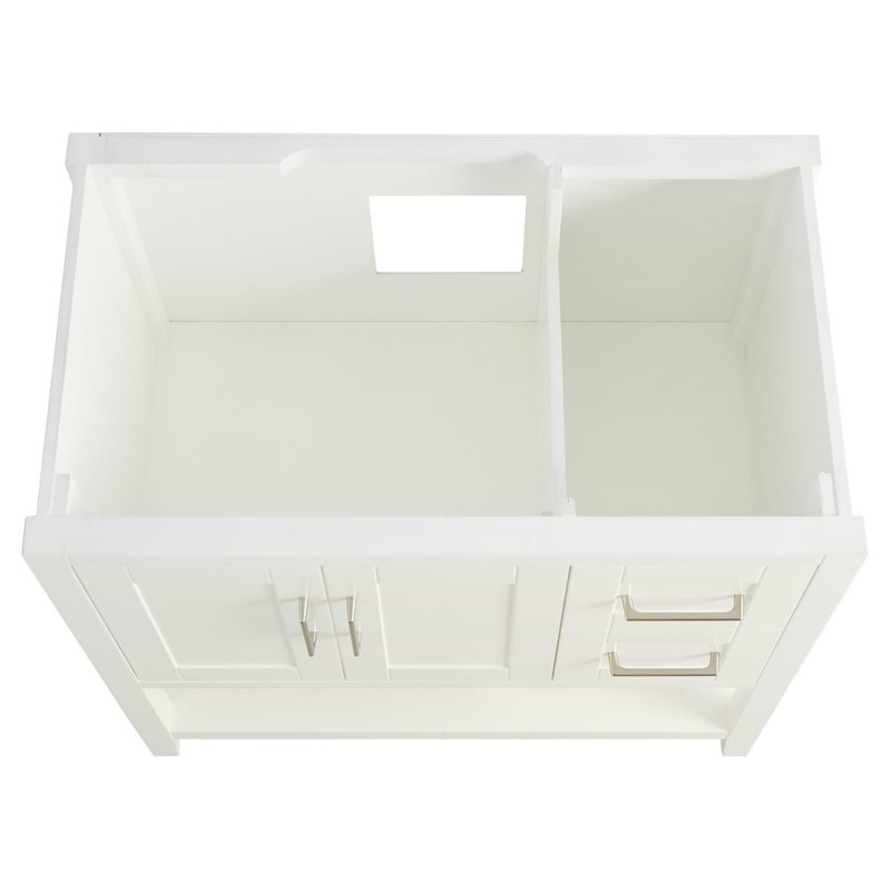 Sheraton 36" Freestanding Standard Single Bathroom Vanity with Top, Brushed Nickel, White